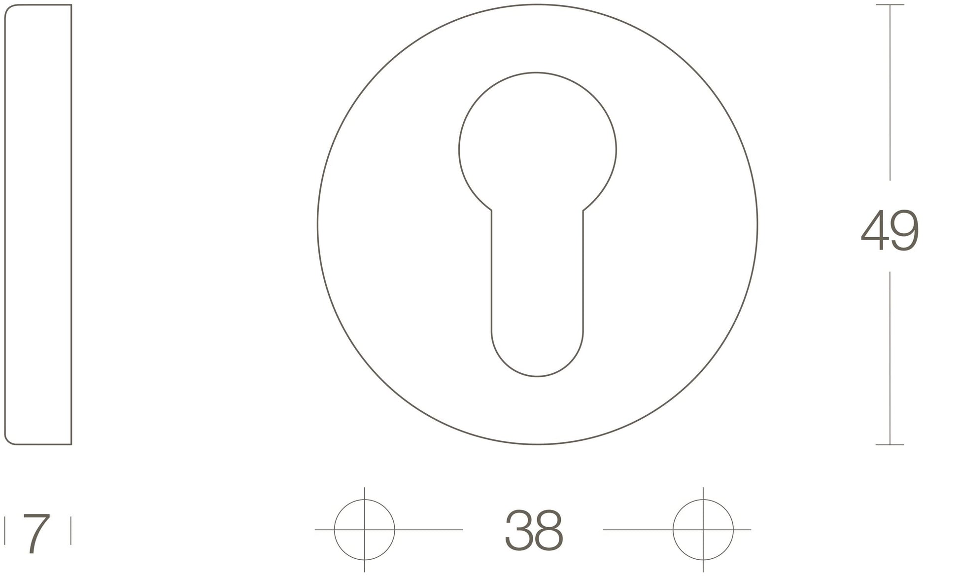 Intersteel Rozet profielcilindergat rond messing getrommeld 1
