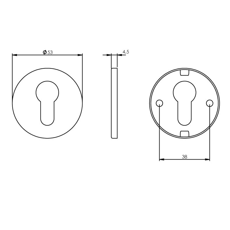 Intersteel Rozet profielcilindergat rond rvs geborsteld mat zwart 1