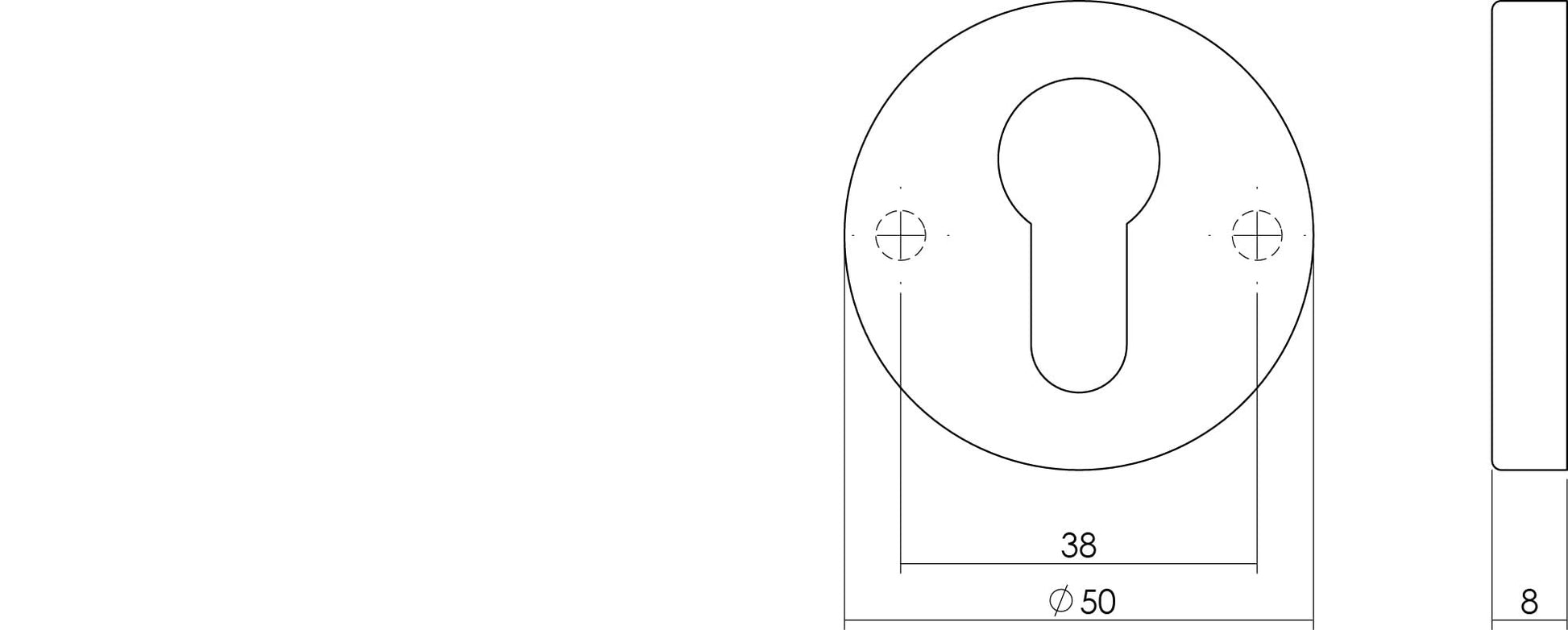 Intersteel Rozet profielcilindergat rond verdekt nikkel mat 1