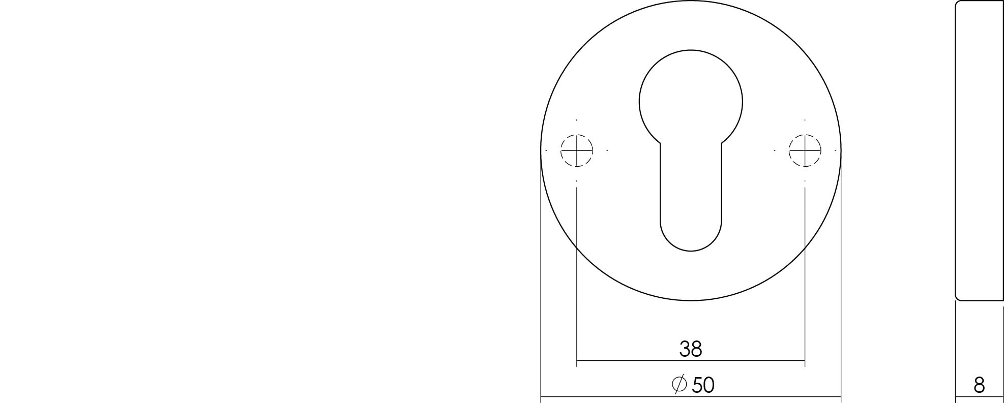 Intersteel Rozet profielcilindergat rond verdekt nikkel mat 1
