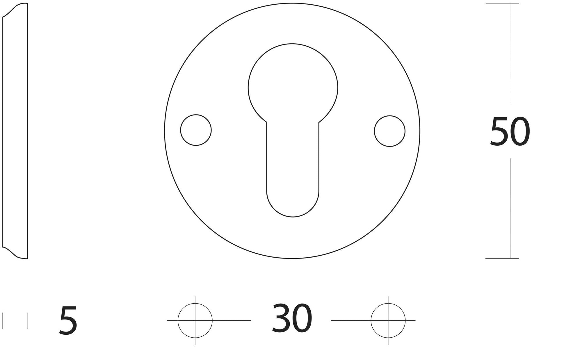 Intersteel Rozet profielcilindergat schroefgat messing gelakt 1