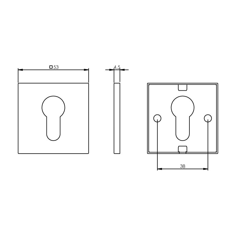 Intersteel Rozet profielcilindergat vierkant plat rvs geborsteld 1
