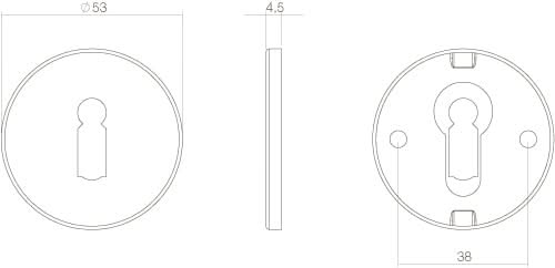 Intersteel Rozet rond plat verdekt met sleutelgat rvs geborsteld 1