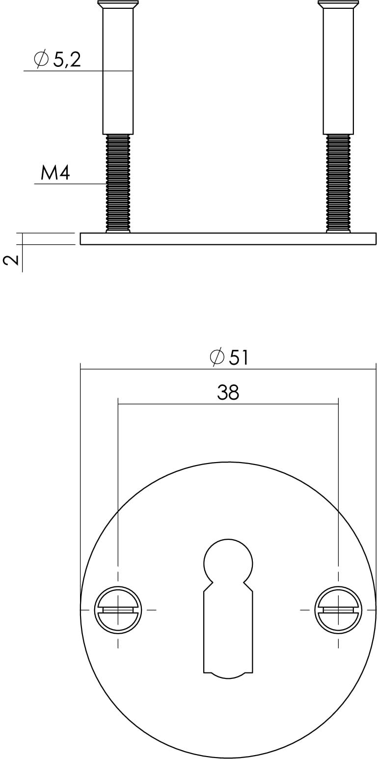Intersteel Rozet sleutelgat 2 mm dun rvszwart 1