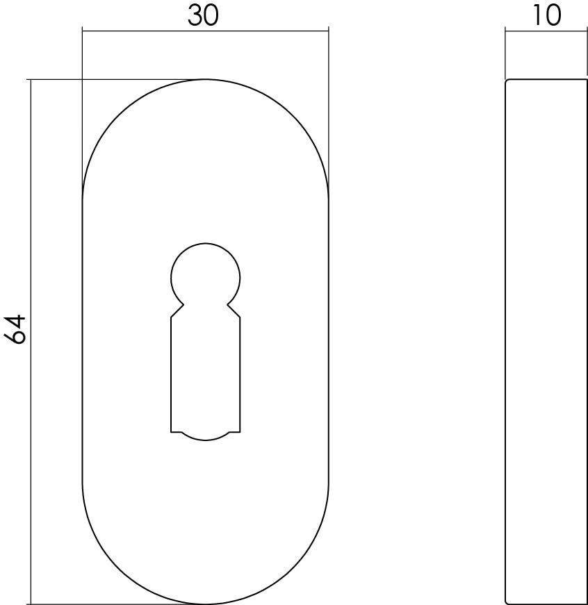 Intersteel Rozet sleutelgat ovaal verdekt rvs geborsteld 10 mm 1