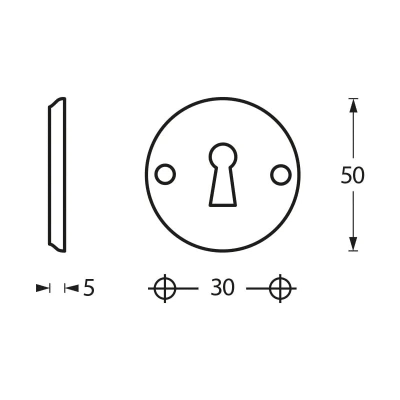 Intersteel Rozet sleutelgat schroefgat mat zwart 1