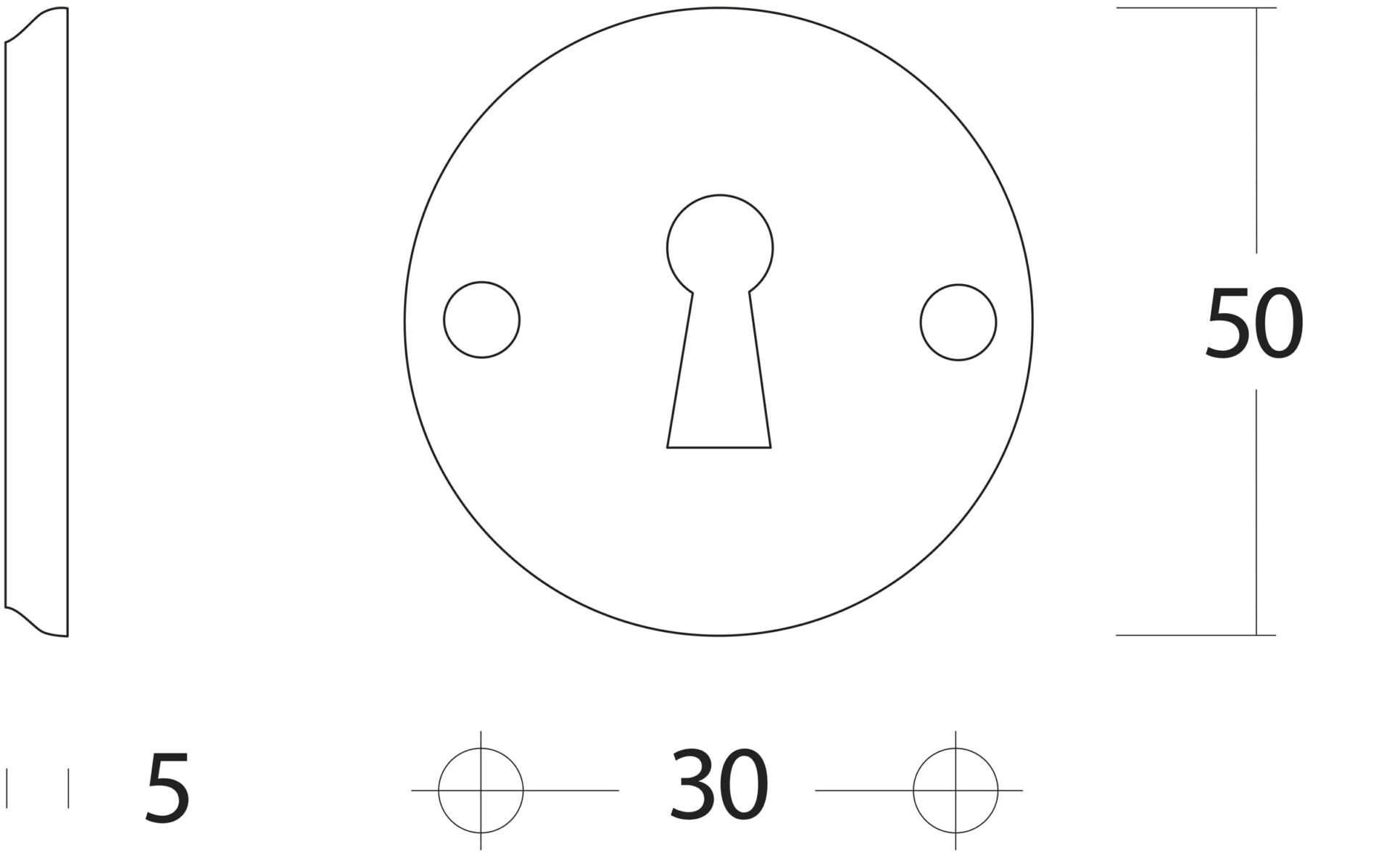 Intersteel Rozet sleutelgat schroefgat messing gelakt 1