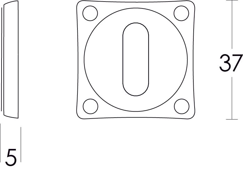 Intersteel Rozet sleutelgat vierkant basic nikkel mat 1