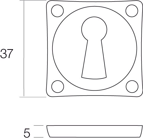 Intersteel Rozet sleutelgat vierkant nikkel mat 1