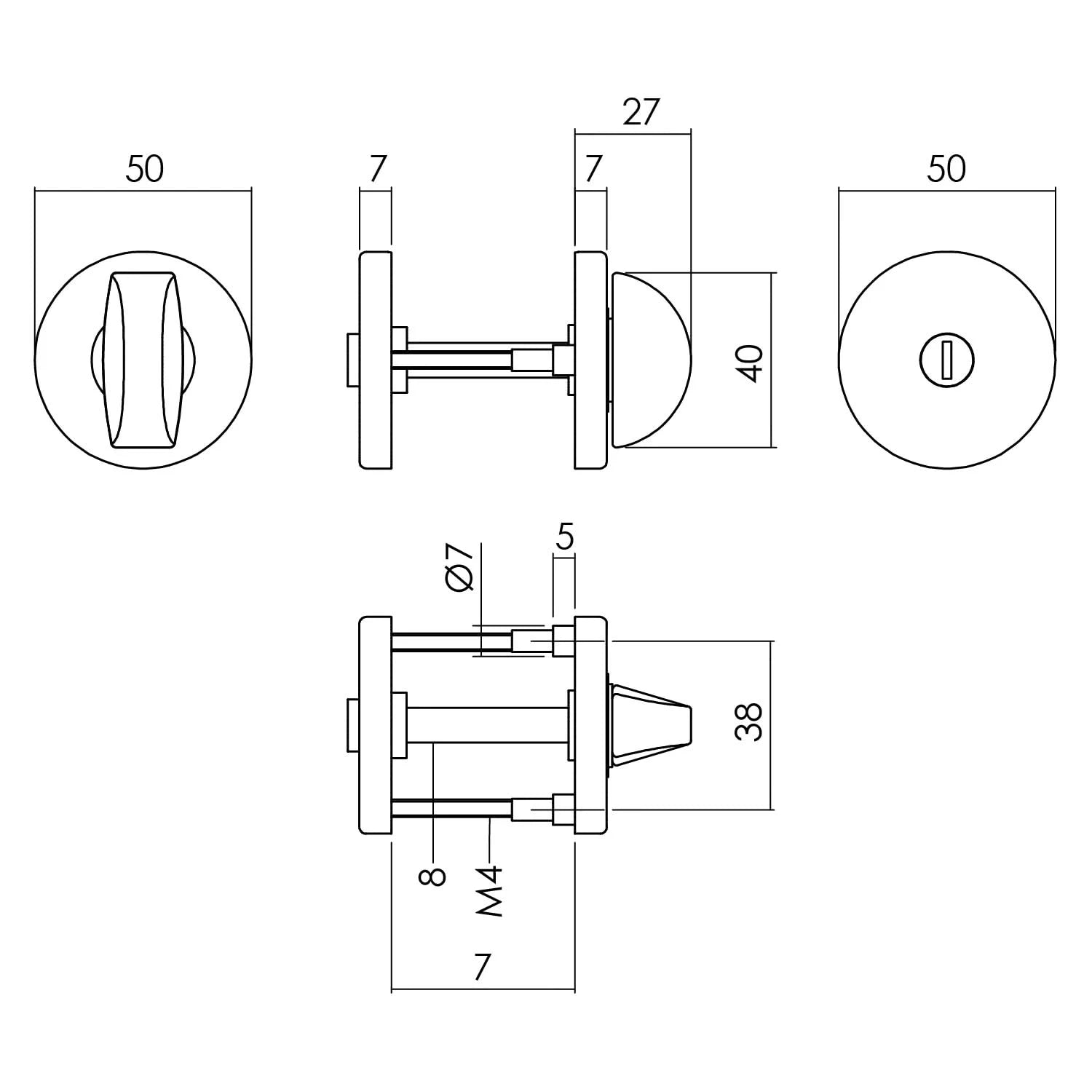 Intersteel Rozet toilet badkamersluiting o50x2mm aluminium zwart 1