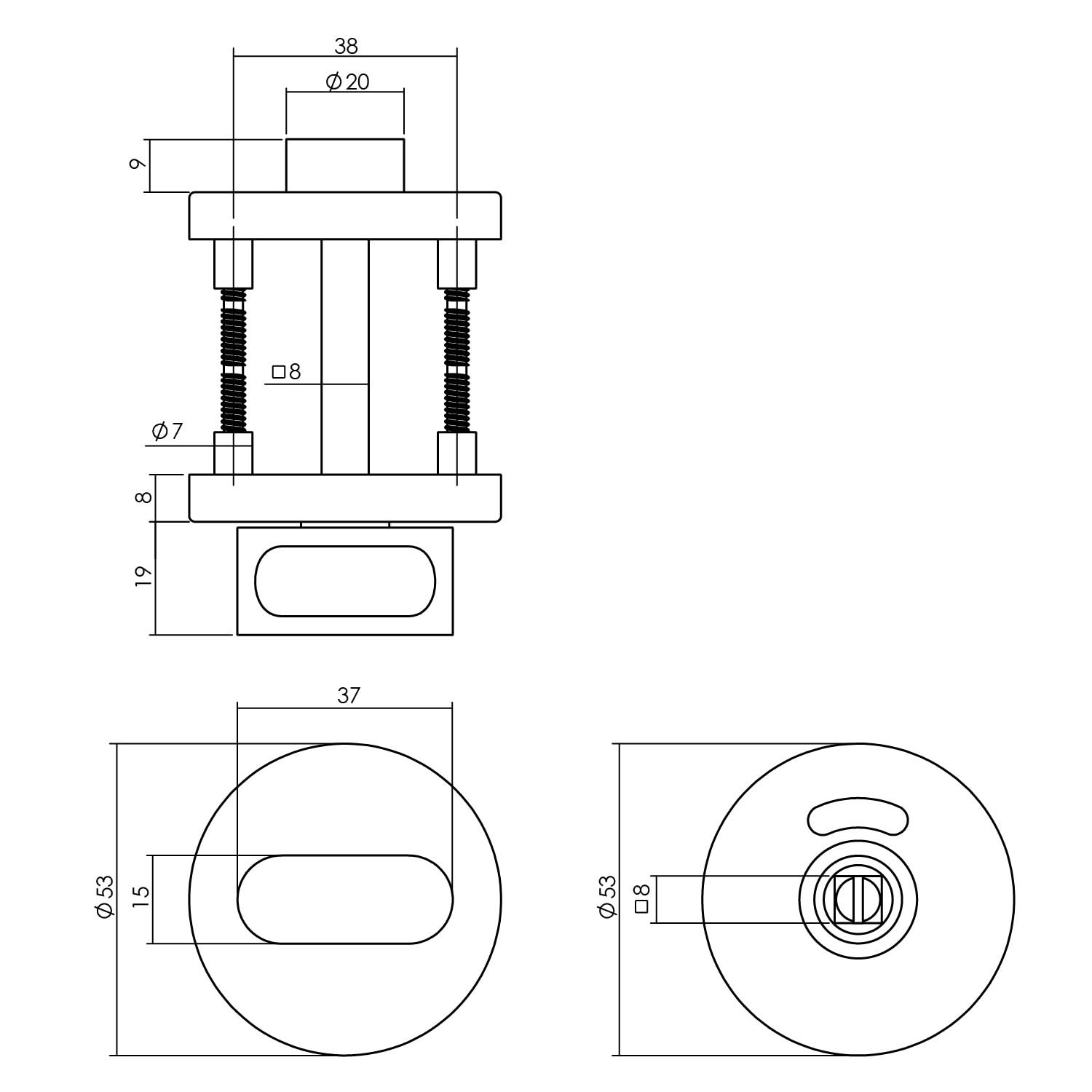 Intersteel Rozet toilet badkamersluiting rond nokken met stiftbediening rvs geborsteld 1