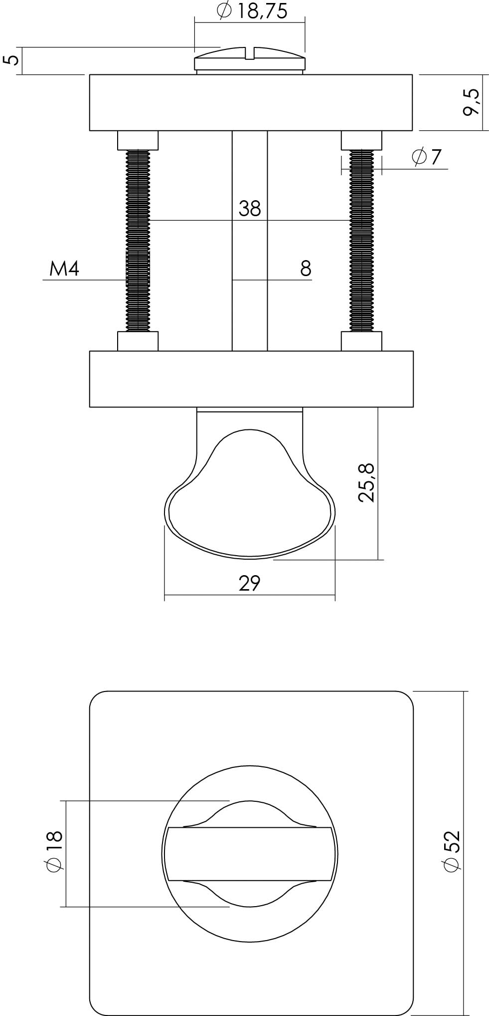 Intersteel Rozet toilet badkamersluiting vierkant chroomnikkel mat 1