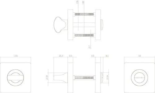 Intersteel Rozet toilet badkamersluiting vierkant mat zwart 1