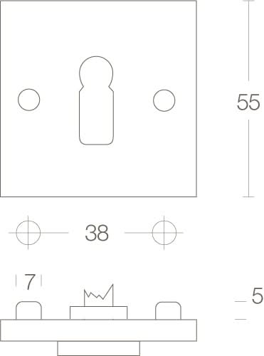 Intersteel Rozet vierkant met sleutelgat chroom 1