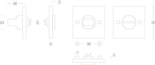 Intersteel Rozet vierkant met toilet badkamersluiting chroom 1