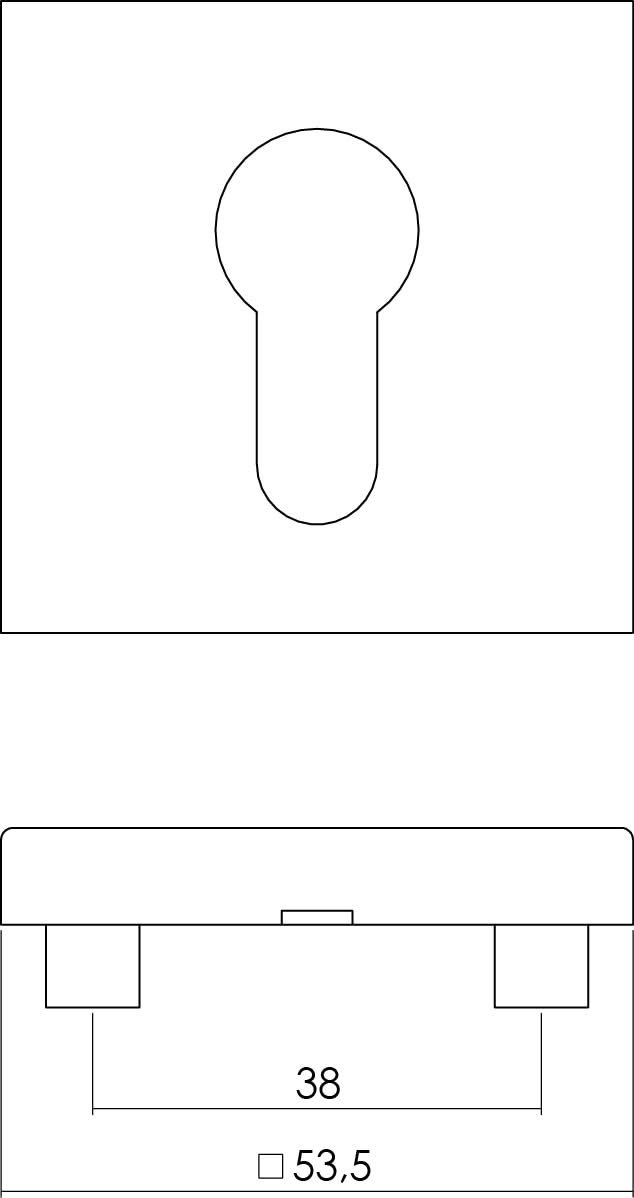 Intersteel Rozet vierkant profielcilindergat rvs geborsteld 1