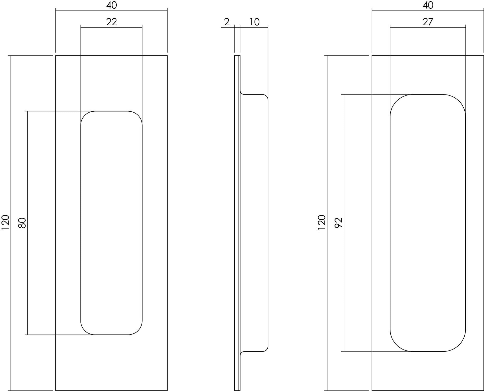 Intersteel Schuifdeurkom 120 x 40 mm mat zwart 1