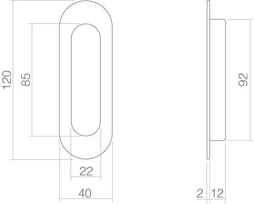 Intersteel Schuifdeurkom ovaal 120x40mm blind mat zwart 1