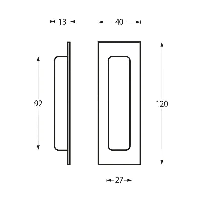 Intersteel Schuifdeurkom rechthoek 120x40mm blind rvs geborsteld rvs geborsteld 1