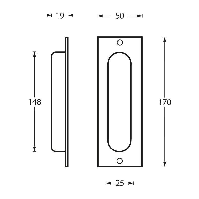 Intersteel Schuifdeurkom rechthoek 170x50mm blind rvs geborsteld 1