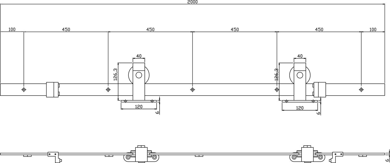 Intersteel Schuifdeursysteem Basic Top mat zwart 1