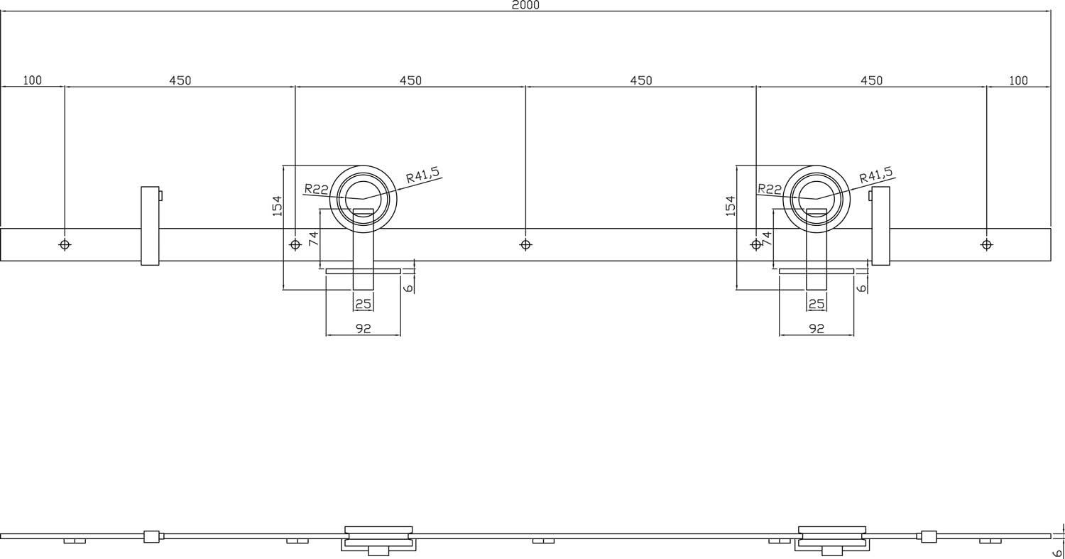 Intersteel Schuifdeursysteem Modern Top mat zwart 1