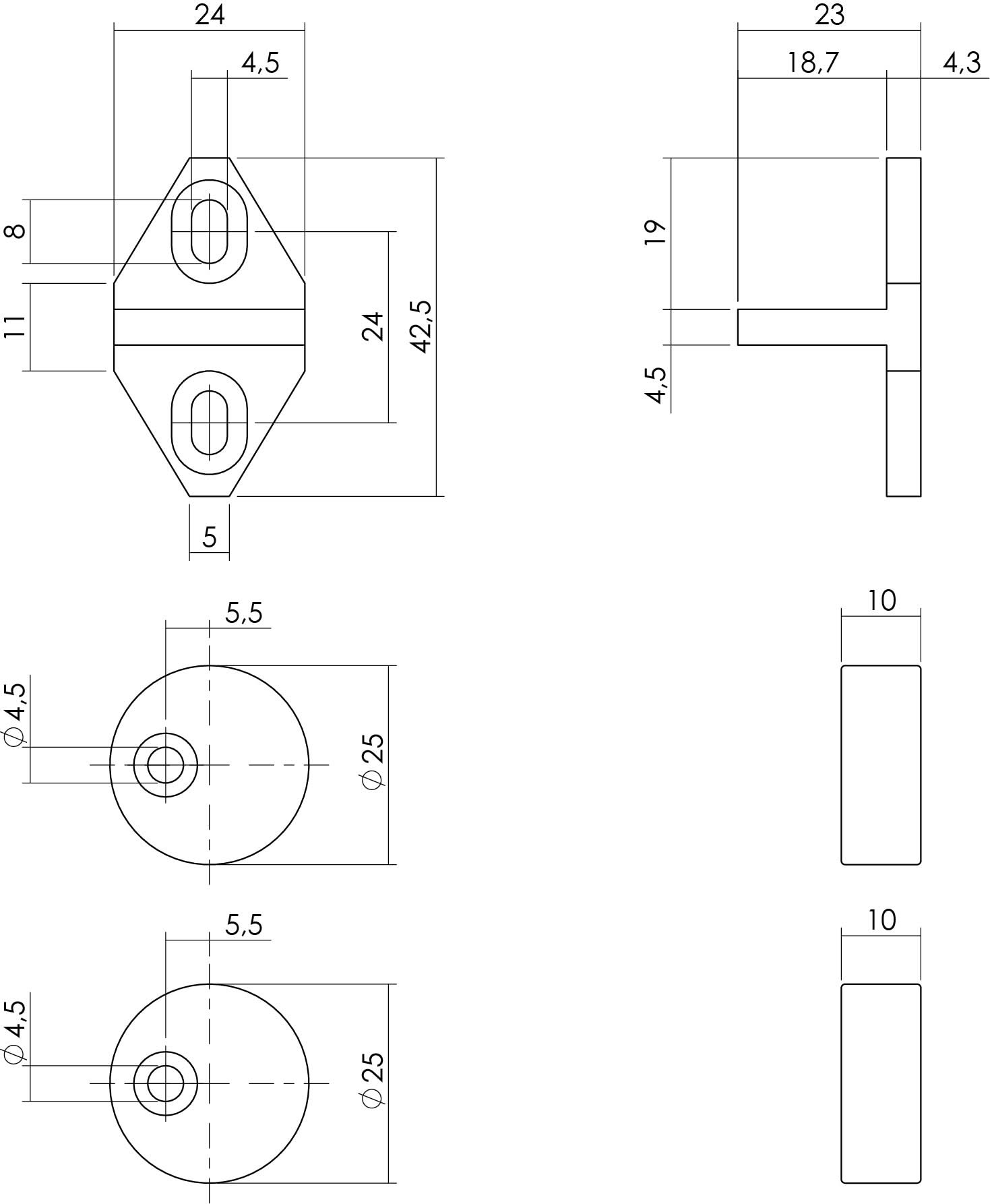 Intersteel Schuifdeursysteem geleider afstandhouders mat zwart 1
