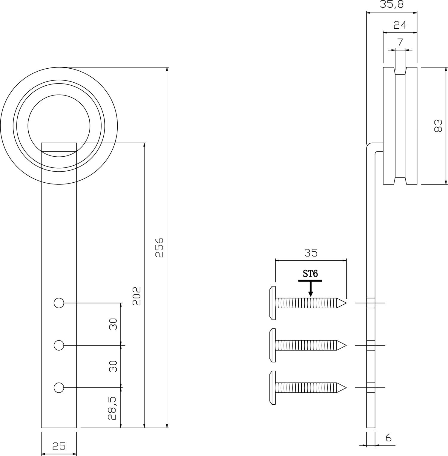 Intersteel Set van 2 hangrollen Modern 255 mm rvs geborsteld 1