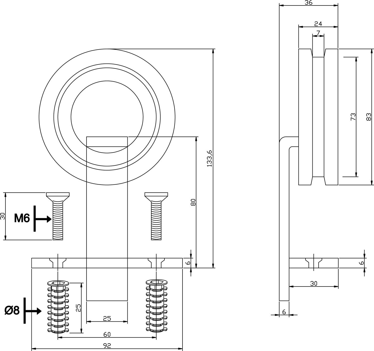 Intersteel Set van 2 hangrollen Modern Top 155 mm rvs geborsteld 1