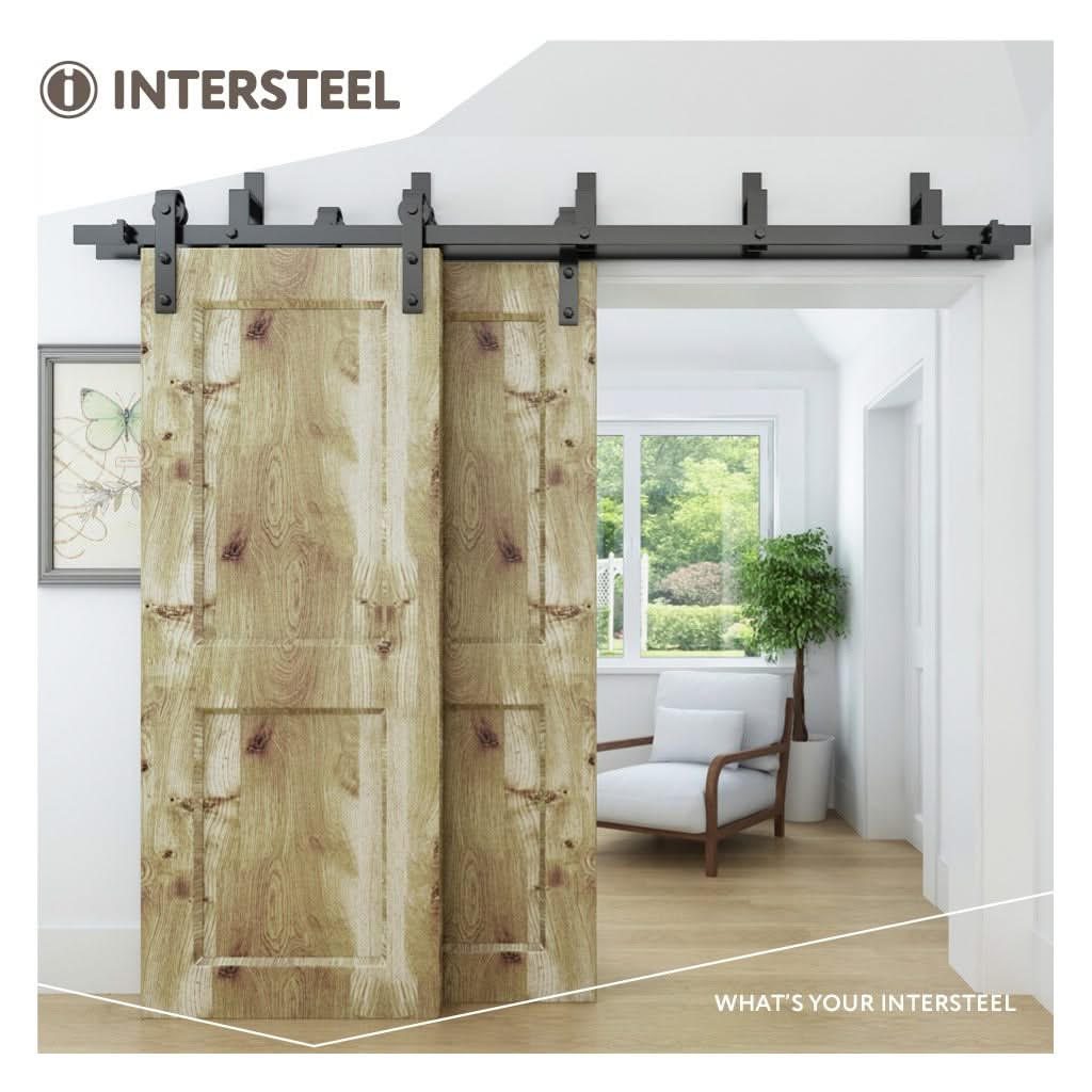 Intersteel Set van 5 wandsteunen voor dubbele schuifdeuren mat zwart 2