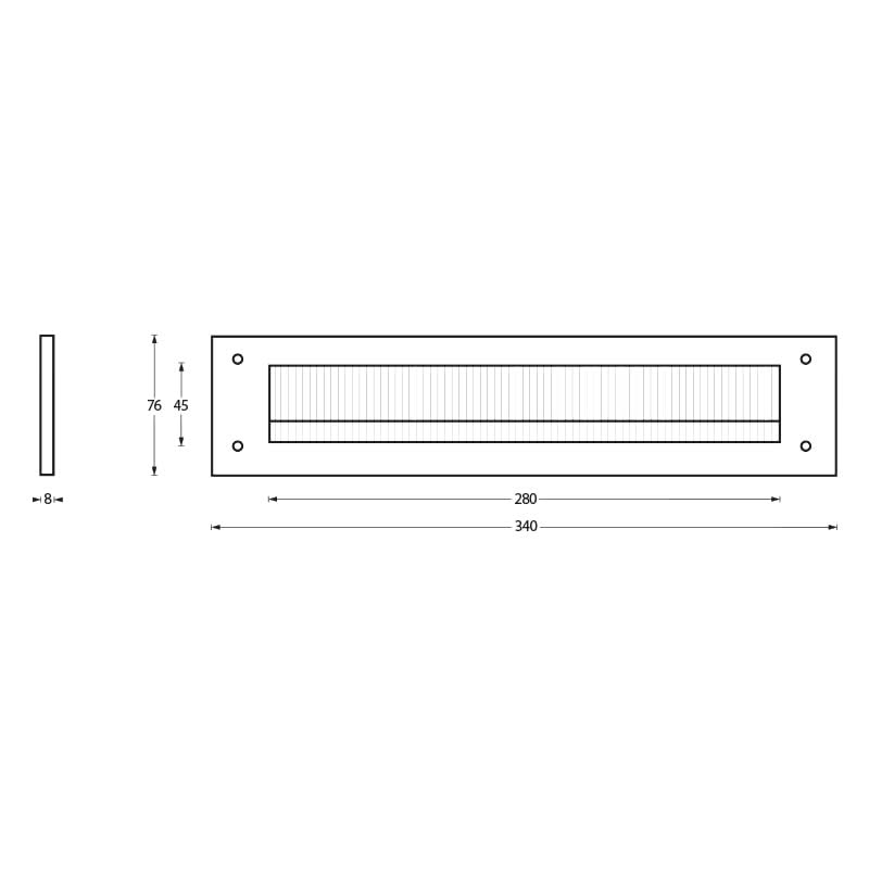 Intersteel Tochtwering rechthoek rvs geborsteld 1