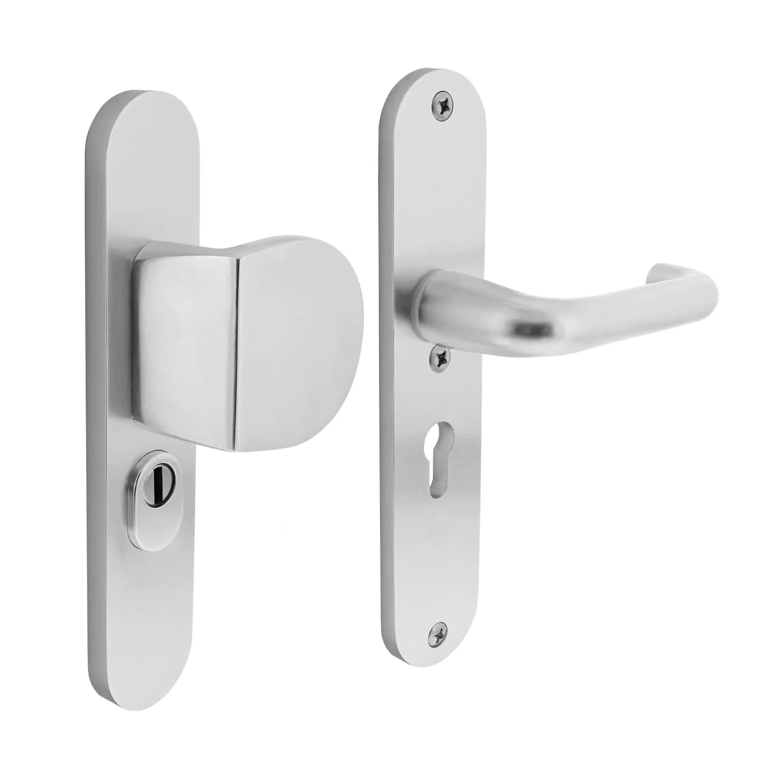 Intersteel | Veiligheidsbeslag greep/kruk profielcilinder met kerntrekbeveiliging | SKG3 | Aluminium - Deurbeslag-expert