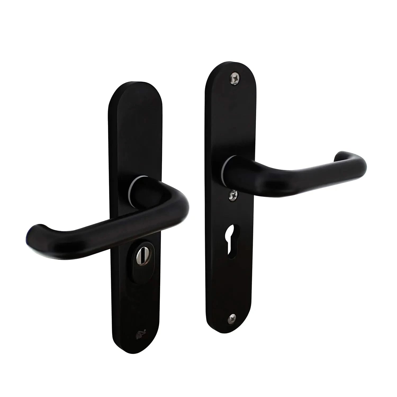 Intersteel | Veiligheidsbeslag kruk/kruk profielcilinder met kerntrekbeveiliging | SKG3 | Aluminium Zwart - Deurbeslag-expert