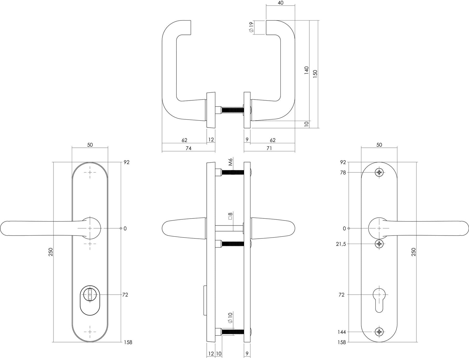 Intersteel Veiligheidsbeslag SKG3 krukkruk profielcilinder met kerntrekbeveiliging aluminium zwart PC72 1