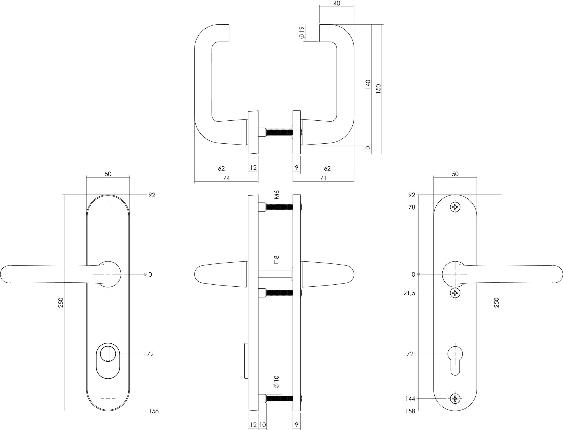 Intersteel Veiligheidsbeslag SKG3 krukkruk profielcilinder met kerntrekbeveiliging aluminium zwart PC72 1