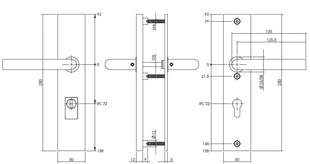 Intersteel Veiligheidsbeslag SKG3 met kerntrekbeveiliging profielcilindergat 72 mm rechthoekig rvs geborsteld 1