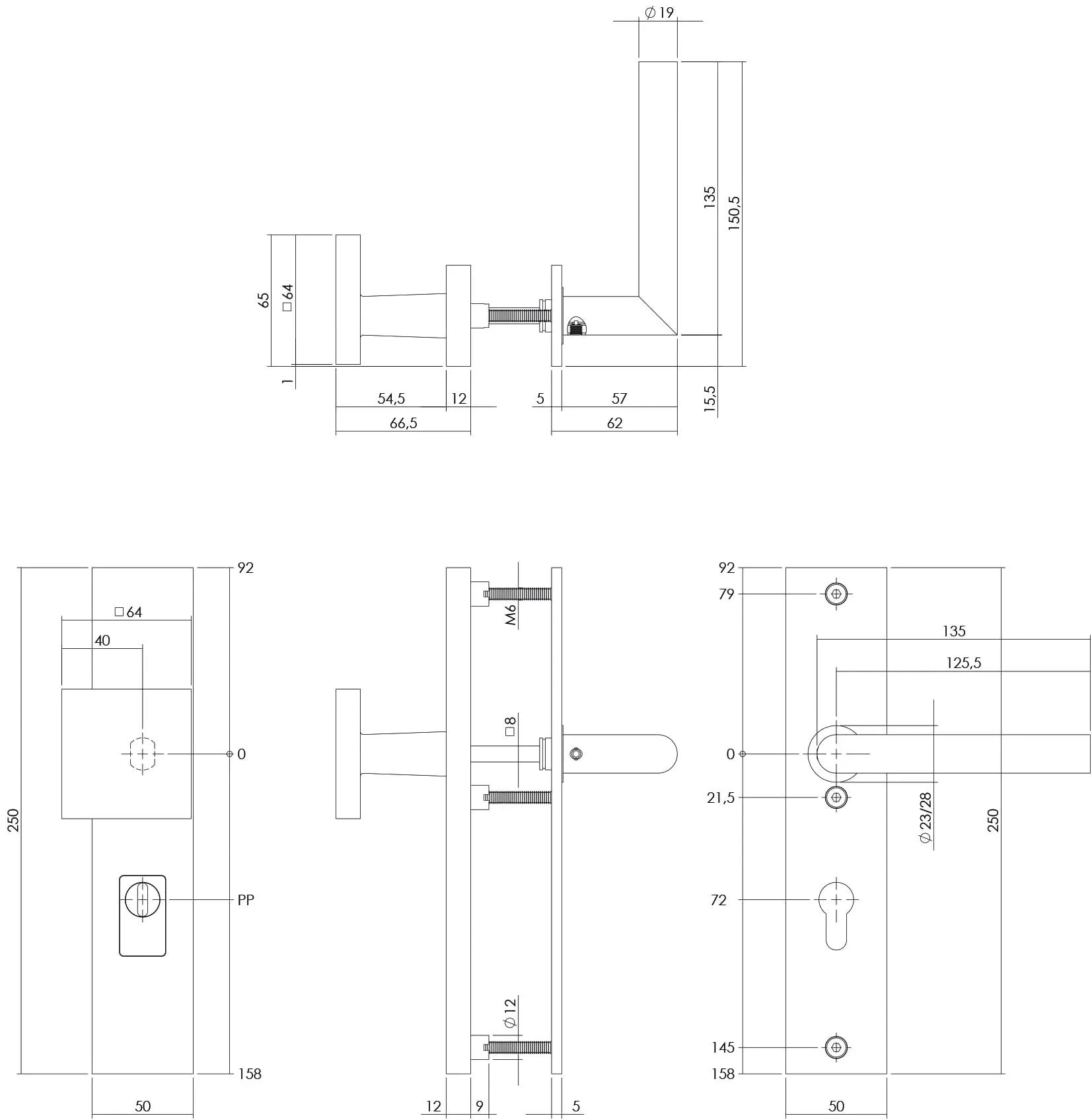 Intersteel Veiligheidsbeslag SKG3 met kerntrekbeveiliging profielcilindergat 72 mm voordeurbeslag rechthoekig rvs geborsteld 1