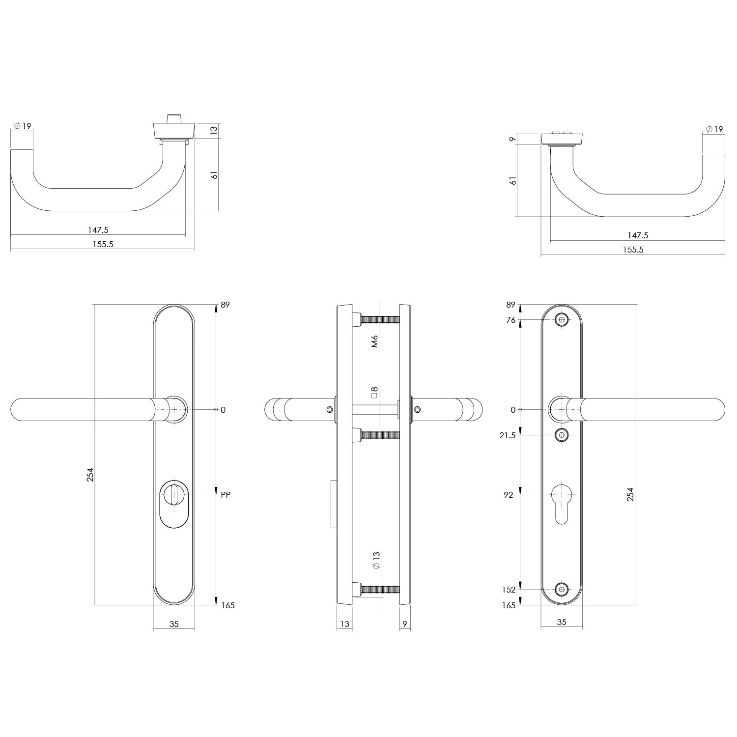 Intersteel Veiligheidsbeslag SKG3 met kerntrekbeveiliging profielcilindergat 92 mm geveerd smal ovaal achterdeurbeslag rvs geborsteld 1