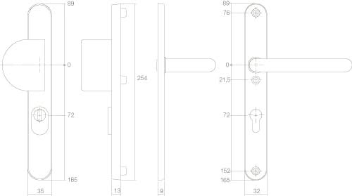 Intersteel Veiligheidsbeslag SKG3 met kerntrekbeveiliging profielcilindergat 92 mm smal ovaal voordeurbeslag rvs geborsteld 1