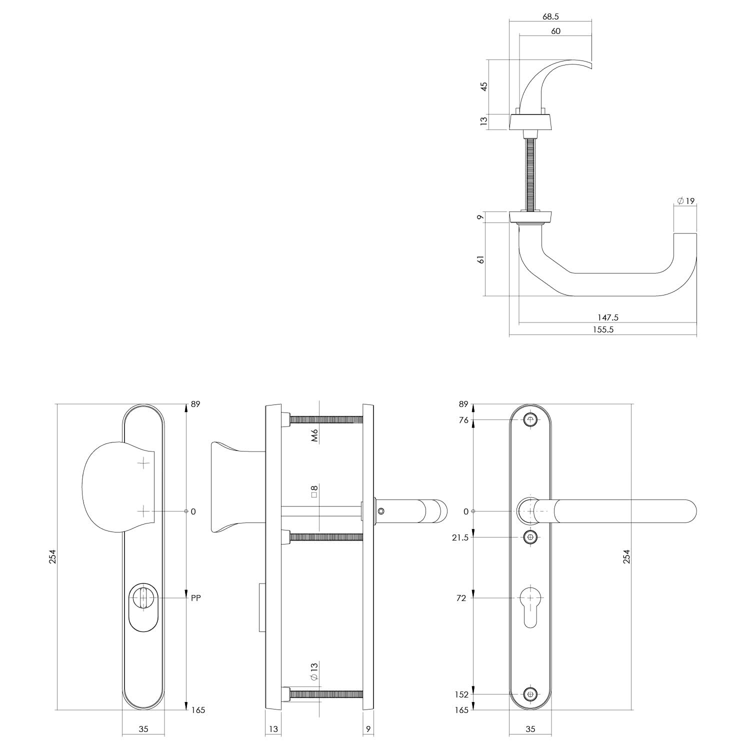 Intersteel Veiligheidsbeslag SKG3 profielcilindergat 72 mm met kerntrekbeveiliging smalschild ovaal voordeurbeslag rvs geborsteld 1