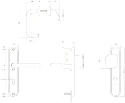 Intersteel Veiligheidsbeslag SKG3 profielcilindergat mat zwart ovaal voordeurbeslag met kerntrekbeveiliging PC72 1