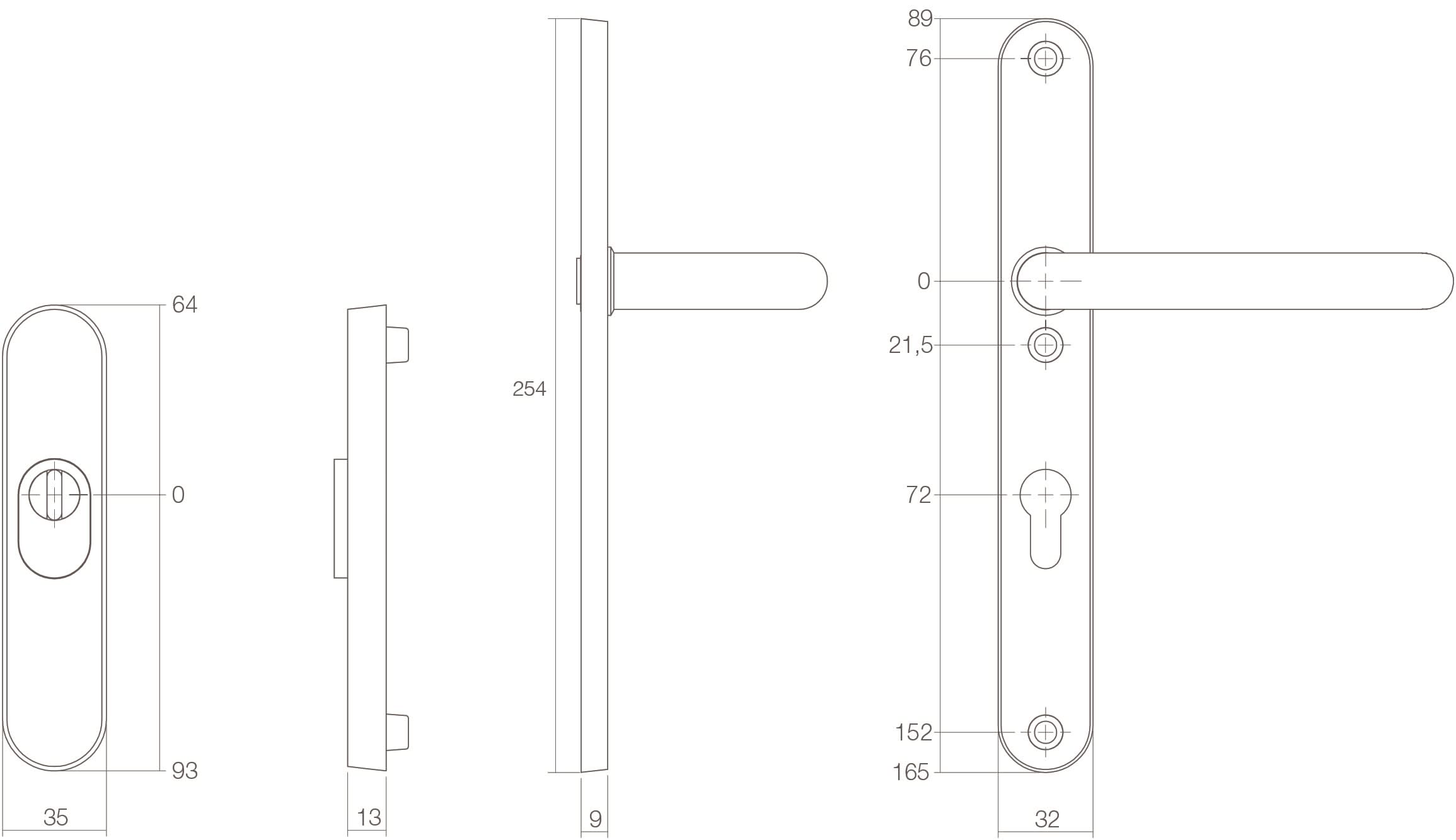 Intersteel Veiligheidsbeslag SKG3 rozet met kerntrekbeveiliging schild profielcilindergat smal ovaal binnen rvs geborsteld PC72 1