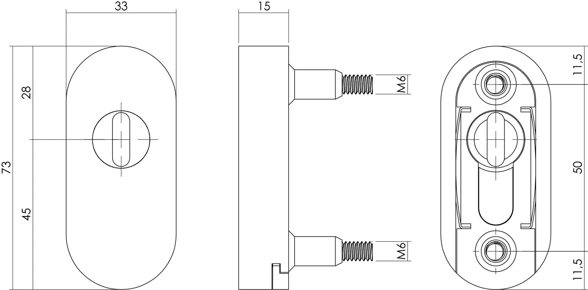 Intersteel Veiligheidsschuifrozet met kerntrekbeveiliging voor profieldeuren rvs geborsteld 1