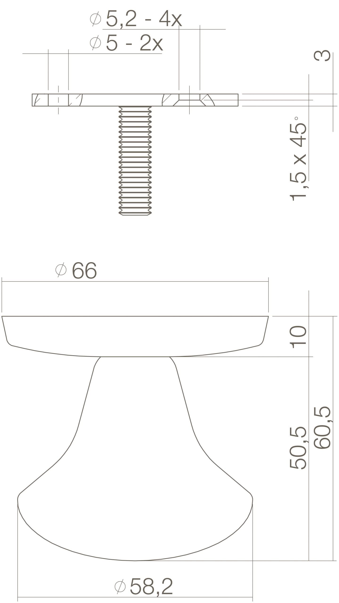 Intersteel Voordeurknop Paddenstoel messing ongelakt 1 scaled