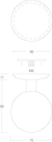 Intersteel Voordeurknop bol o75mm eenzijdige montage rvs geborsteld 1