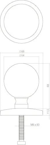 Intersteel Voordeurknop bolrond messing getrommeld 1
