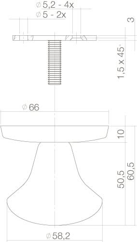 Intersteel Voordeurknop paddenstoel rvs geborsteld 1