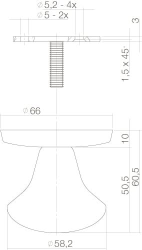 Intersteel Voordeurknop vast paddenstoel eenzijdige montage mat zwart 1