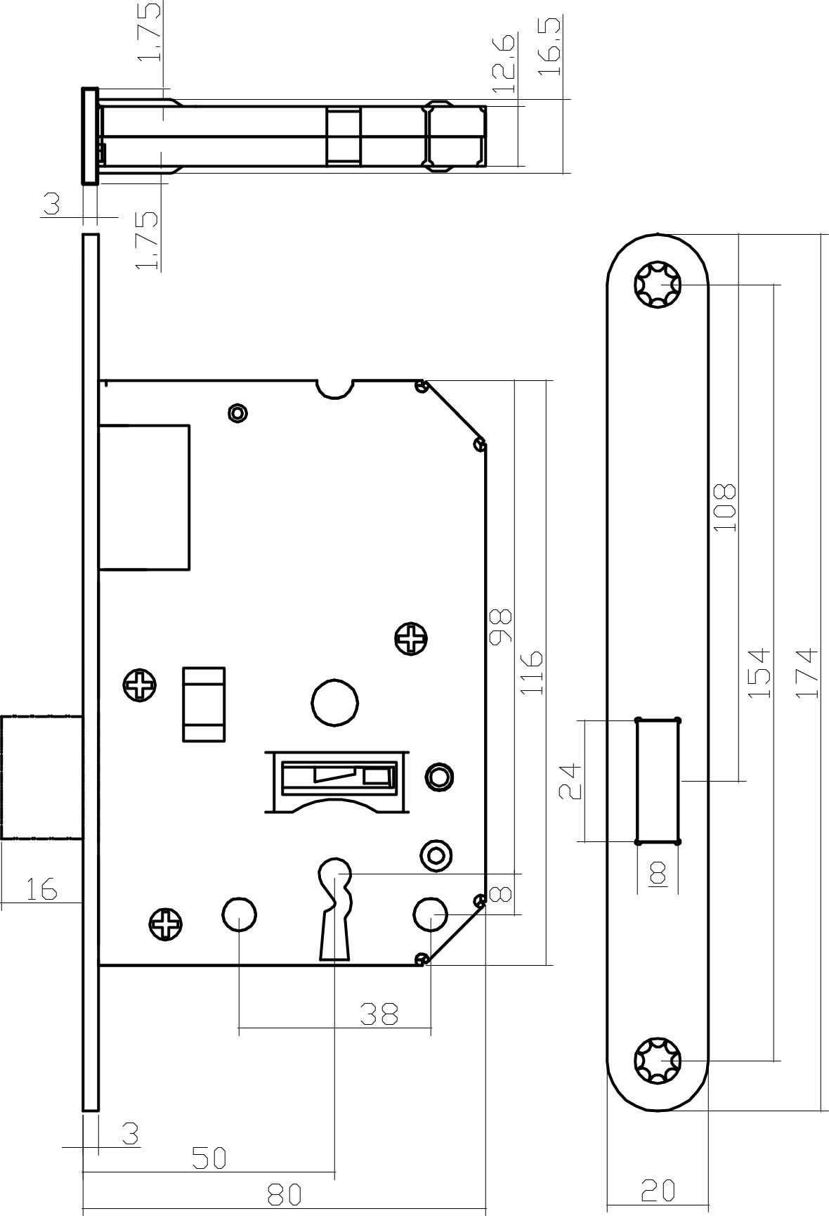 Intersteel Woningbouw klavier kastslot 55 mm zwart 1