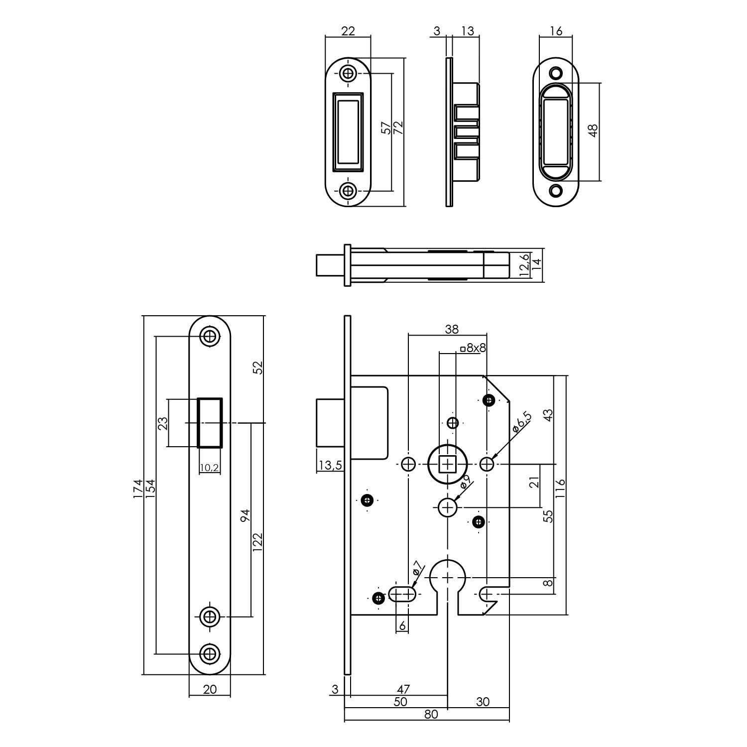 Intersteel Woningbouw magneet cilinder dag en nachtslot 55mm voorplaat afgerond rvs 1